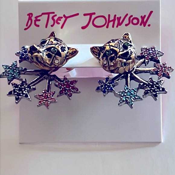 New Betsey Johnson multicolored HEAVENLY CREATURES front/back earrings - Picture 11 of 12
